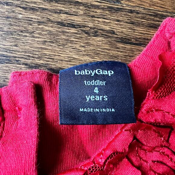 Baby Gap Red Floral Petal Modal Blend Holiday Special Occasion Dress - 4 - Picture 3 of 5